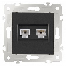 Розетка двойная rj-11 и ethernet rj-45, без рамки arte milano am-203 203.44-1.black